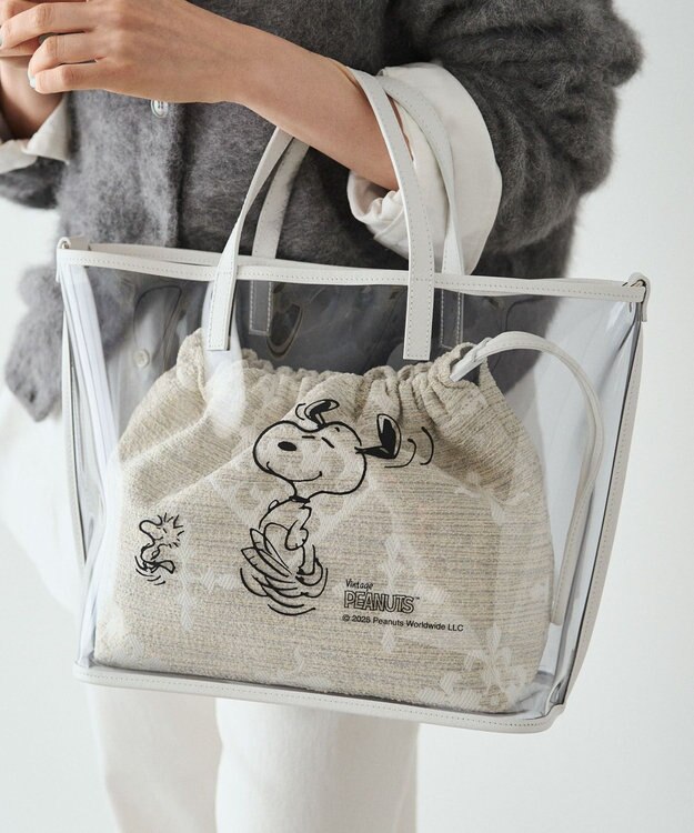 russet 【PEANUTS×russetコラボ第三弾】クリアトート×巾着セットバッグ(CE-1592) Tweed