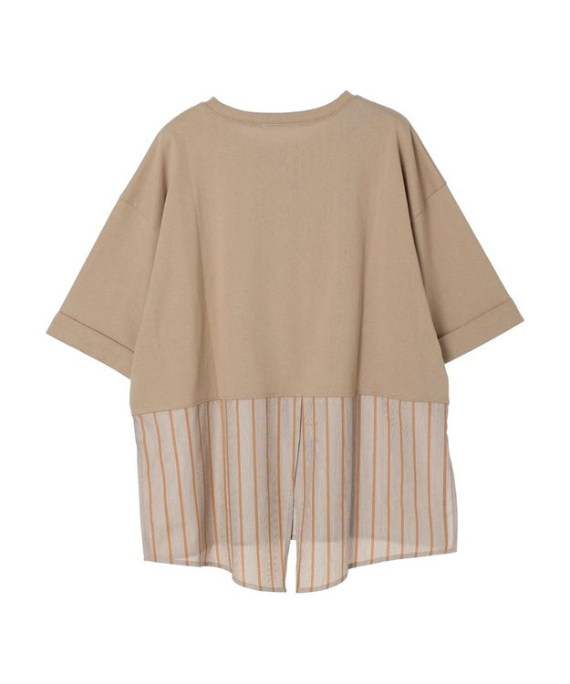 Green Parks ５分袖ドッキングバックスリットチュニック Beige