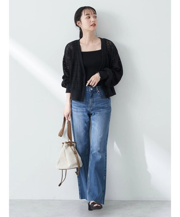 earth music&ecology ラッセルレースカーディガン Black