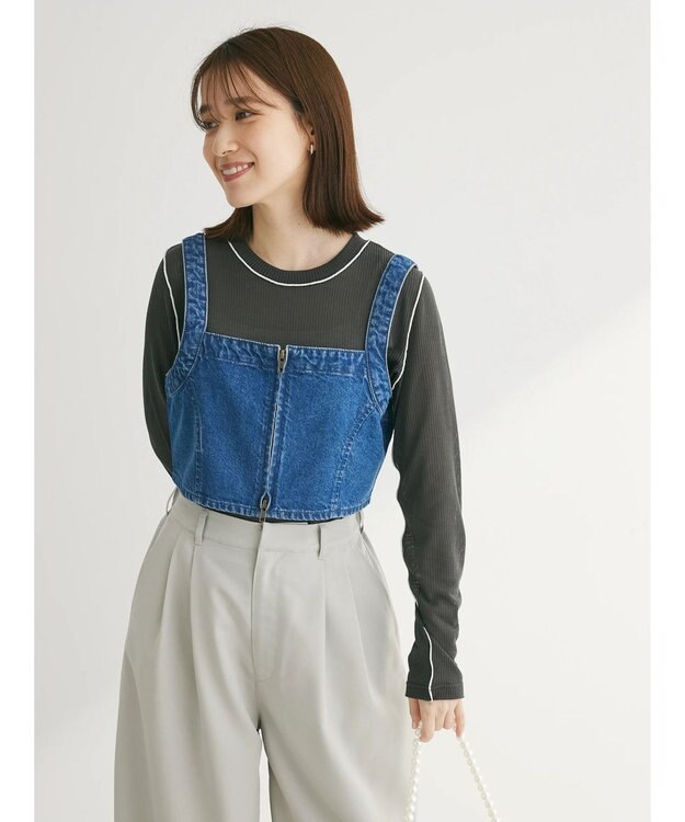 Green Parks デニムビスチェ Light Indigo