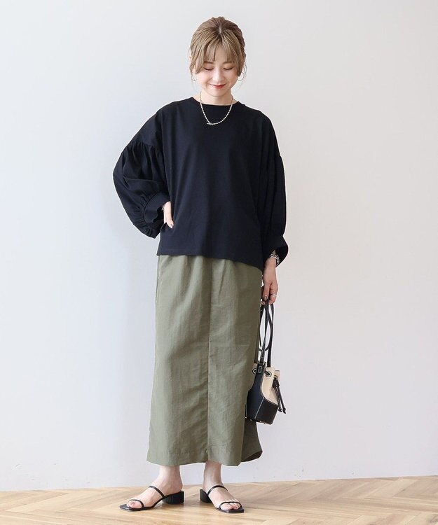 AMERICAN HOLIC ドルマンギャザースリーブカットプルオーバー Black