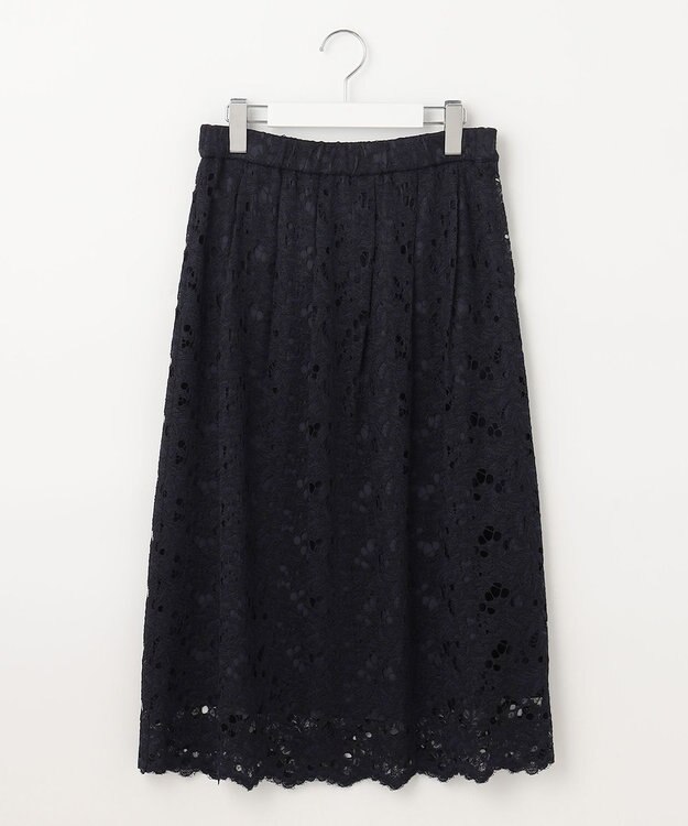 自由区 【セットアップ対応・洗える・XSサイズあり】レースコンビ スカート ネイビー系