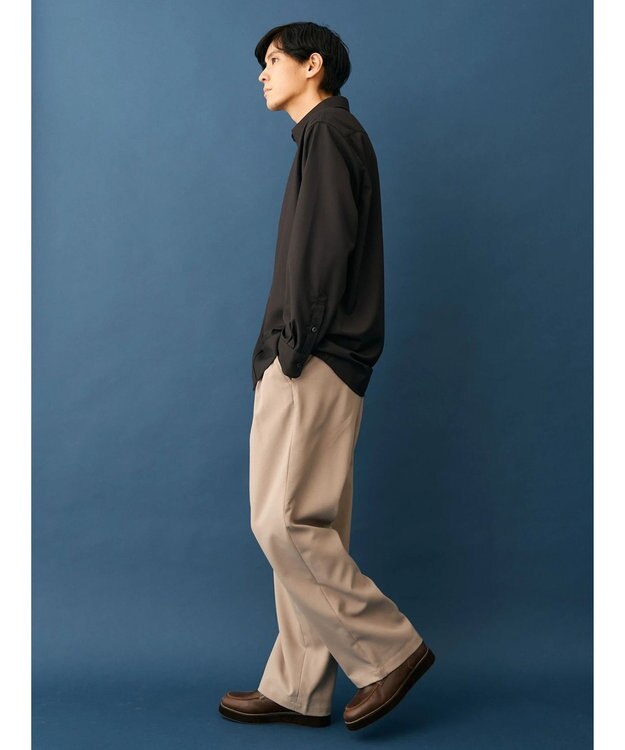 CRAFT STANDARD BOUTIQUE ポリエステルツイルベルテッドパンツ Gray Beige