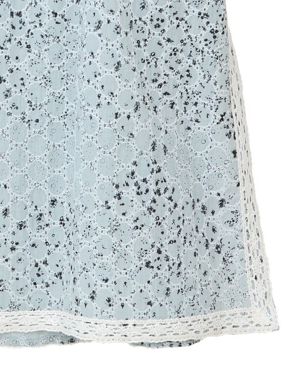 earth music&ecology 花柄プリントボーラー刺繍ミニキャミドレス Light Blue