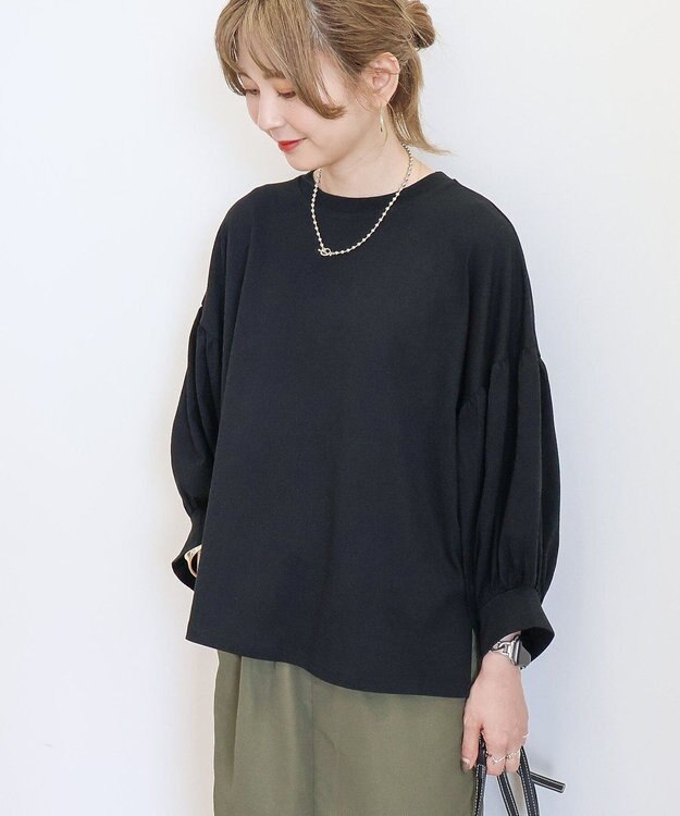 AMERICAN HOLIC ドルマンギャザースリーブカットプルオーバー Black