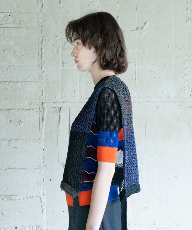 COQ STRATA 和紙ショート丈ベスト ネイビー