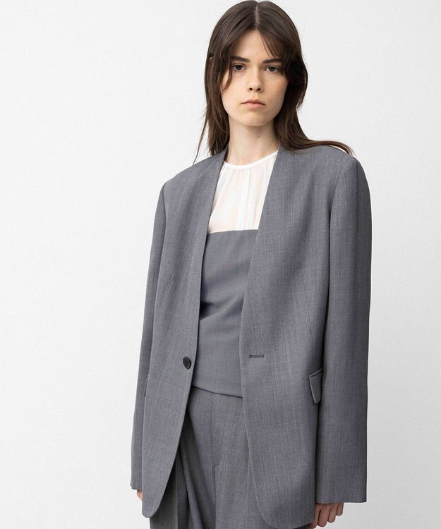 NAVE 【Nave】ウールポリエステルツイル ジャケット トップグレー系