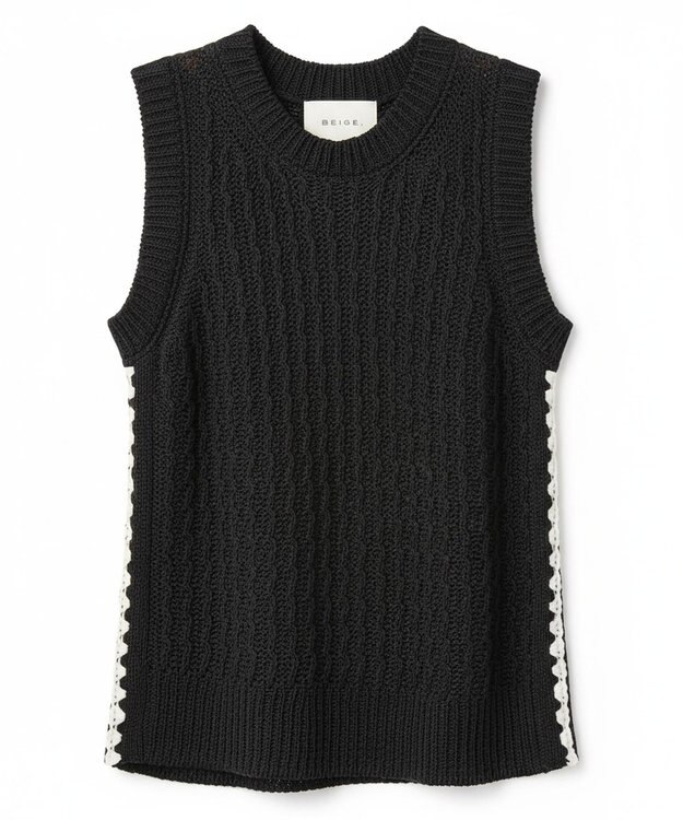 BEIGE， ATACAM / テープヤーン ノースリーブニット Black