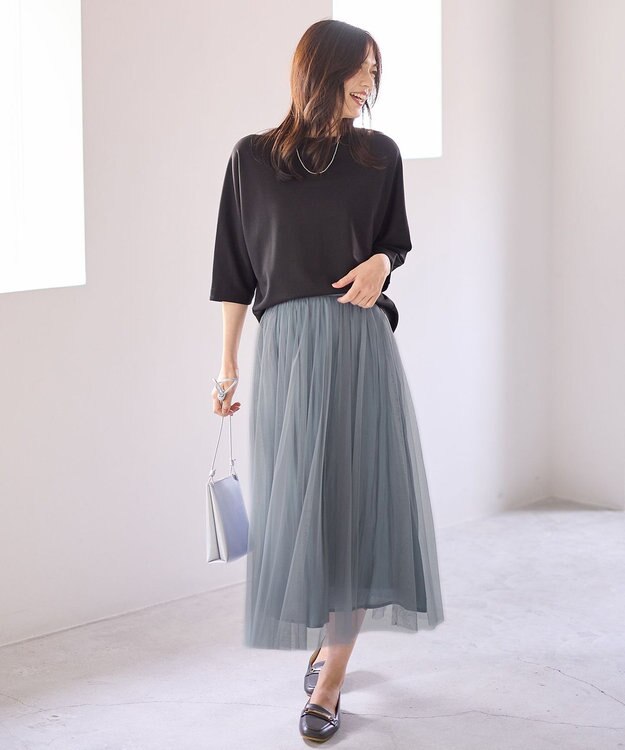 ANY 【ウエストゴム】シャイニーチュールスカート ライトブルー