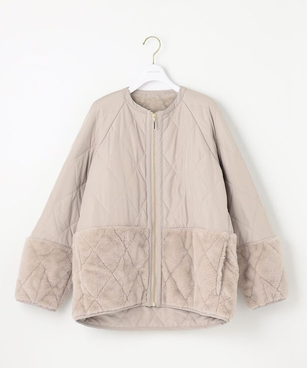 ANY SIS フェイクファーコンビキルティング アウター アイボリー