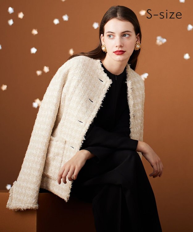 BEIGE， 【S-size】MONGE / ノーカラージャケット Ecru