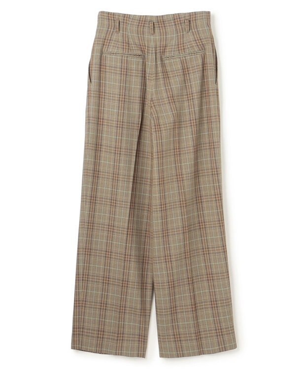 BEIGE， SELMA / チェックウールハイウエストタックパンツ Camel × Nude