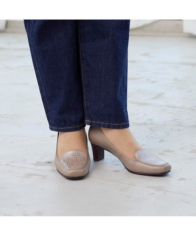 ing <ing>【WEB限定】コンビモカデザインパンプス オークコンビ