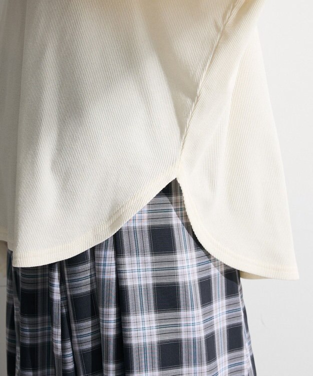 Green Parks 袖チュールリブプルオーバー Ivory