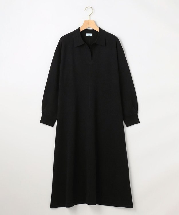 組曲 【加藤ローサさん着用】スキッパーニット ワンピース ブラック系