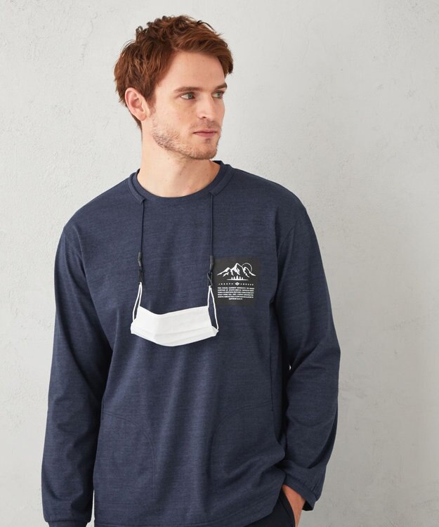 JOSEPH ABBOUD MOUNTAIN 【UNISEX】マスクホルダー付 オーガニックTシャツ ダルブルー系