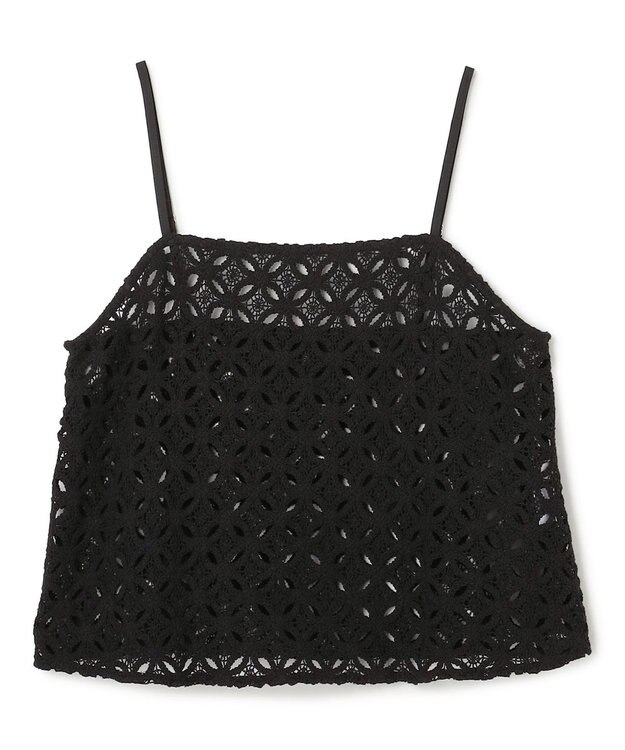 UNFILO 【2点セット】ラッセルレース キャミレイヤード Tシャツ ブラック