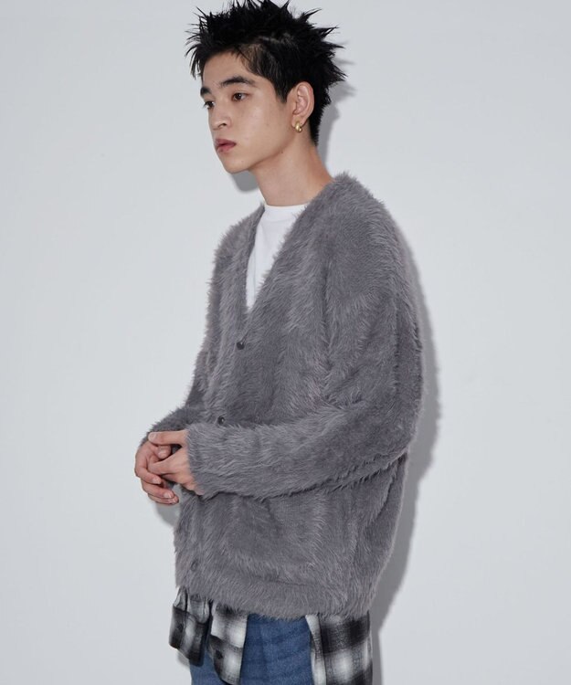 WEGO 【ユニセックス着用ITEM】フェザーカーディガン グレー