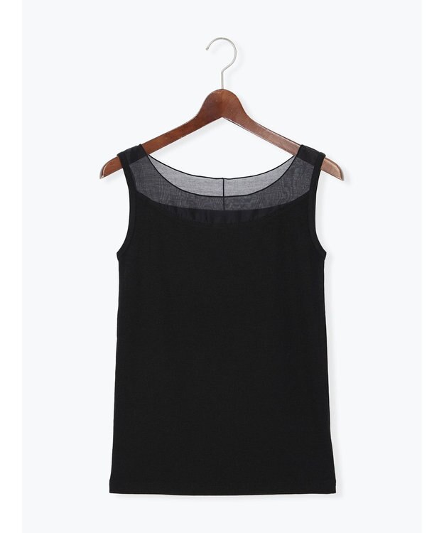 Te chichi 【接触冷感】シアー切替スクエアネックタンクトップ ブラック