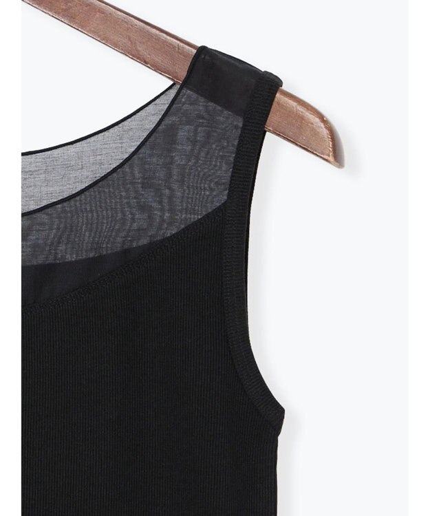 Te chichi 【接触冷感】シアー切替スクエアネックタンクトップ ブラック