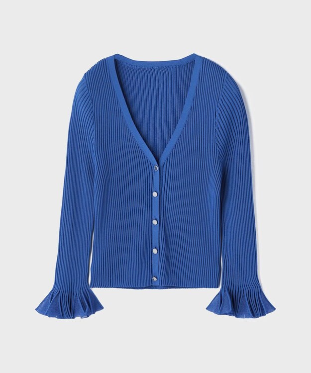 GRACE CONTINENTAL シアーフリルニットカーディガン ブルー