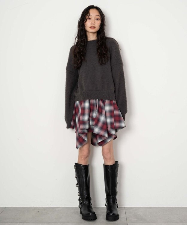 WEGO シャギーニットプルオーバー ブラック中濃色