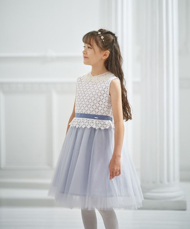 組曲 KIDS 【110-140㎝】フラワーレース ドレス ネイビー系