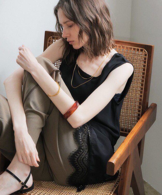 YECCA VECCA 2wayアシメデザインノースリーブブラウス Black