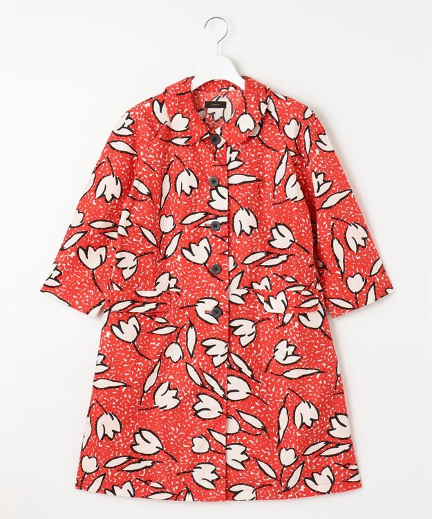 MOONBAT cocca Aライン七分丈レインコート tulip レッド