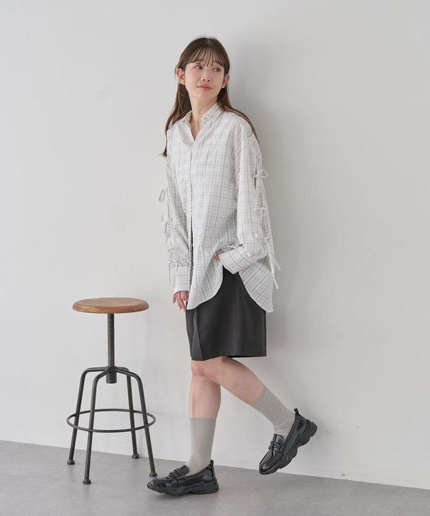 earth music&ecology 【予約】アソートチェックシャツ チェックアイボリー