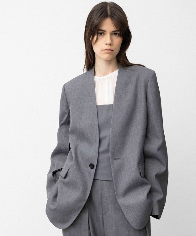 NAVE 【Nave】ウールポリエステルツイル ジャケット トップグレー系