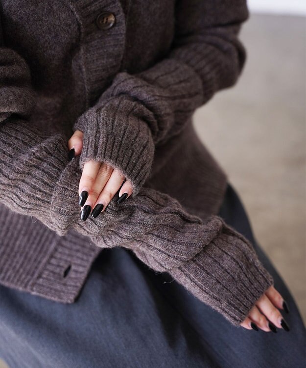 TOQUE 〈大草直子さんアドバイザー〉ベビーアルパカ×ウール縮絨ニットアームウォーマー ブラウン