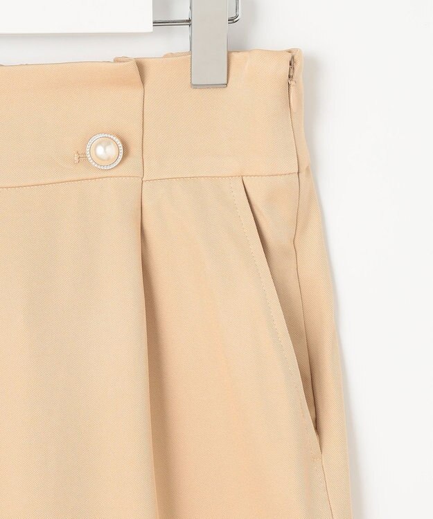 Feroux 【洗える】ウエストタックワイドパンツ ベージュ系