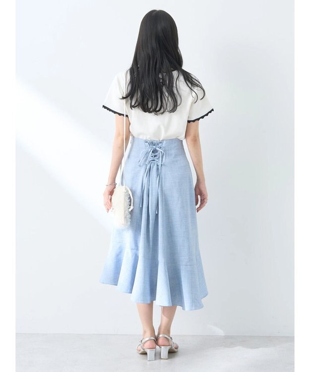 earth music&ecology バイカラースカラッププルオーバー Ivory