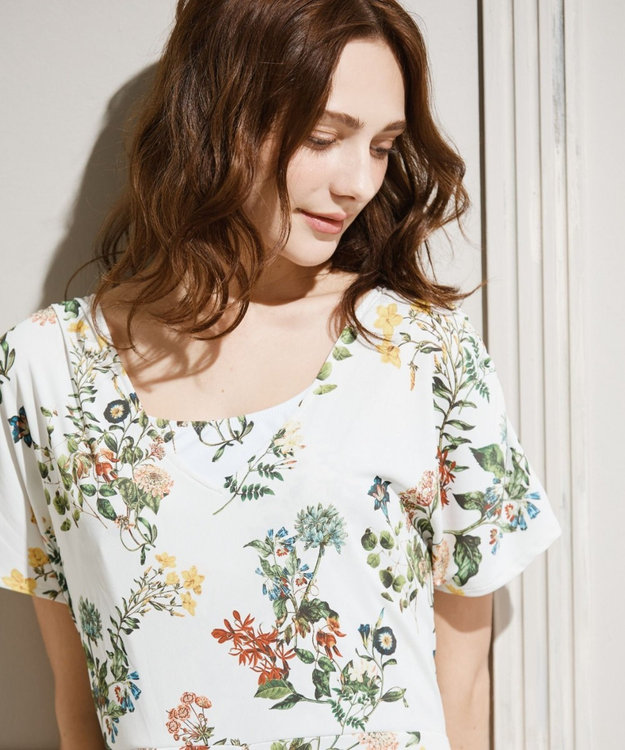 San-ai Resort（三愛水着楽園） ショルダードレス３点セット　9M・11L　【Coral veil（コーラルヴェール）】 ホワイト