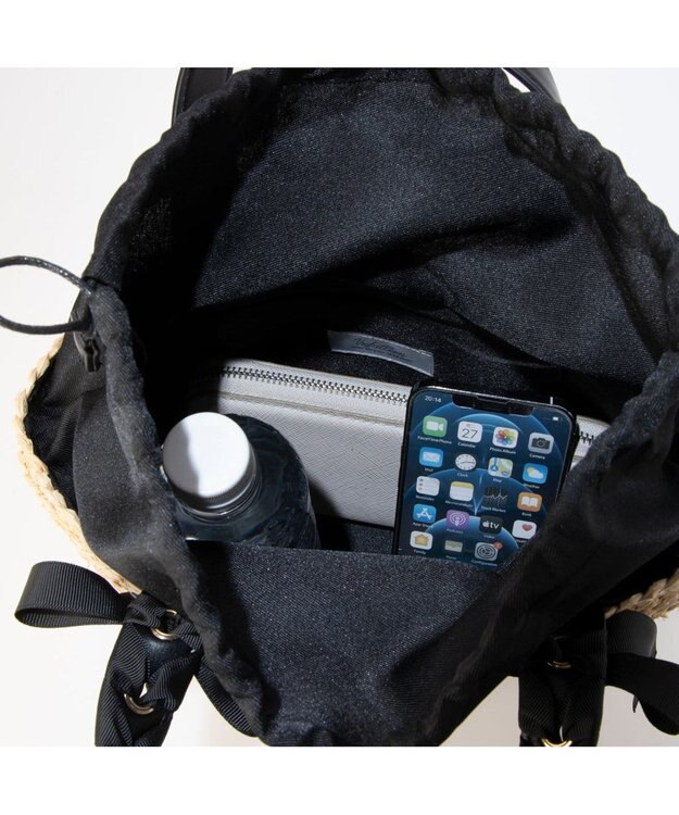 UNBILLION カシュカシュ cachecache / リボンハンドルラフィアブレードトート ブラック