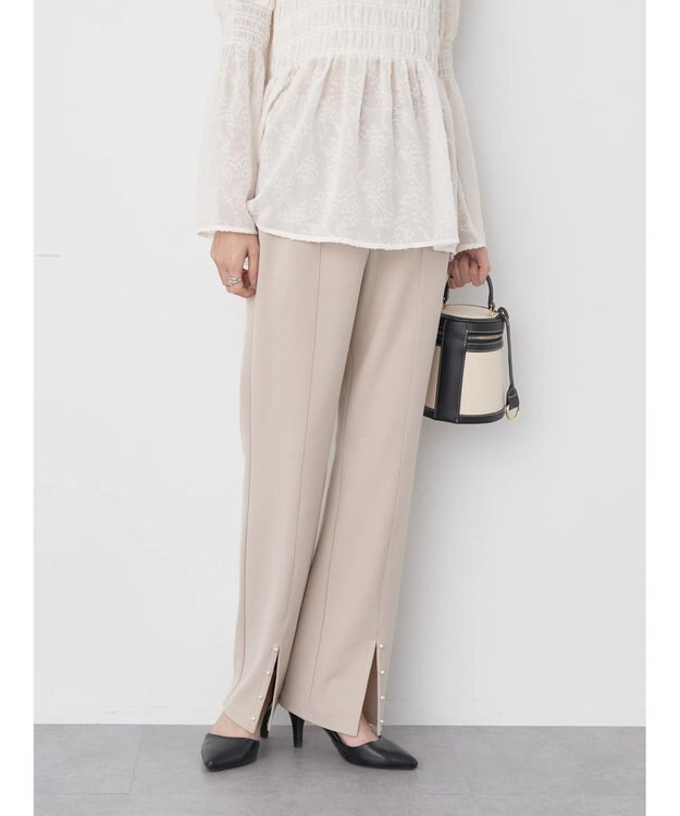 earth music&ecology パールスリットパンツ Light Beige