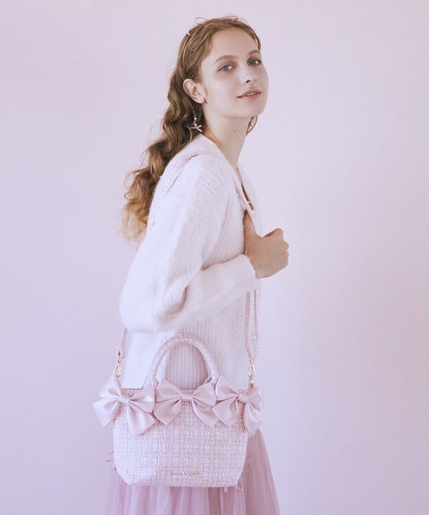 Maison de FLEUR ピンクマニアボリュームリボン2WayトートSバッグ Pink