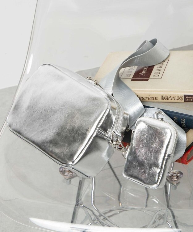 WEGO ポーチ付きスクエアショルダー シルバー