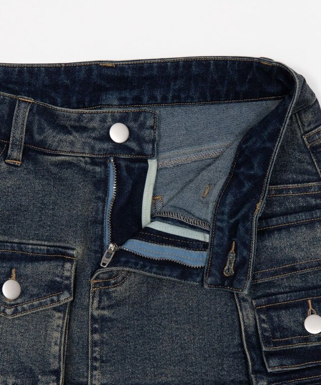 WEGO マルチポケットデニムミニスカパン デニム中濃色