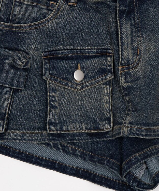 WEGO マルチポケットデニムミニスカパン デニム中濃色