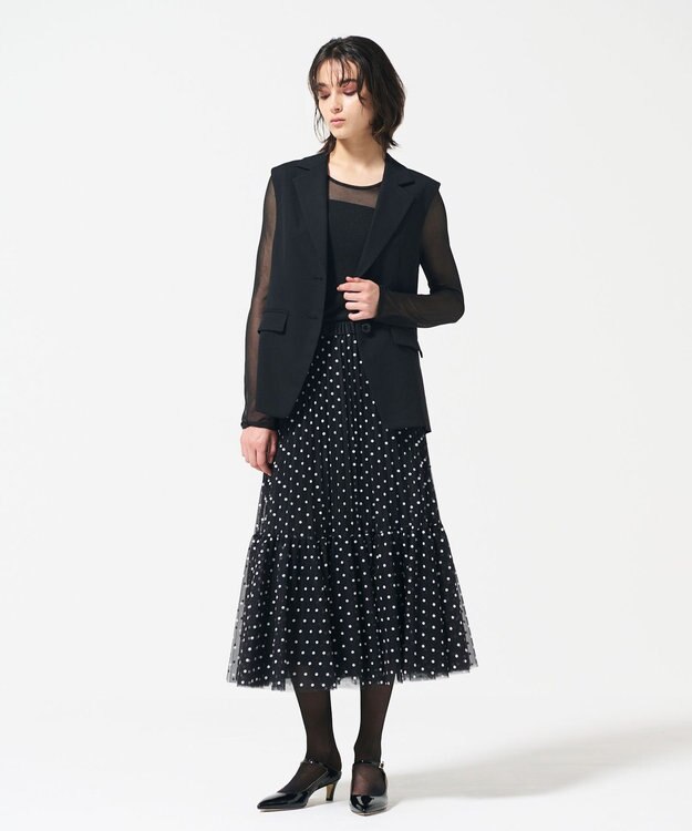 GRACE CONTINENTAL チュールドットスカート ブラック