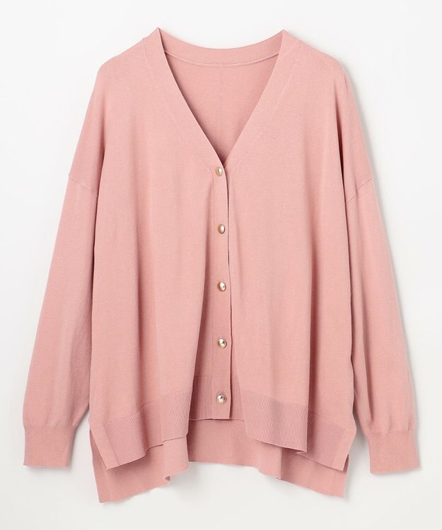 ANY L ゆるＶネックカーディガン ピンク