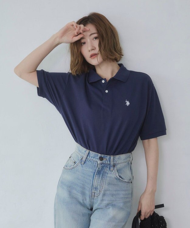 WEGO 【ユニセックス着用ITEM/SMLサイズ展開】U.S. POLO ASSN.別注ポロシャツ ネイビー