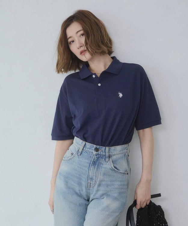 WEGO 【ユニセックス着用ITEM/SMLサイズ展開】U.S. POLO ASSN.別注ポロシャツ ネイビー