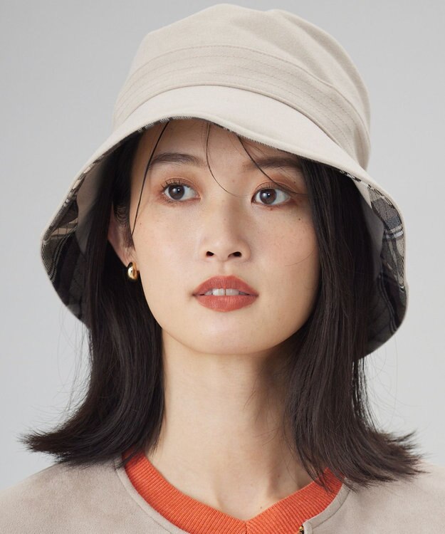 J.PRESS LADIES 【洗える・UV・畳める】Check バケット ハット ベージュ系