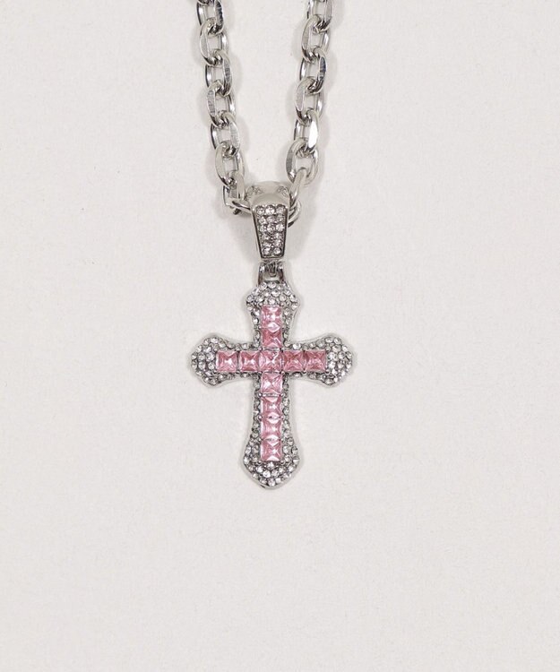 WEGO Lクロスビジューネックレス ライトピンク