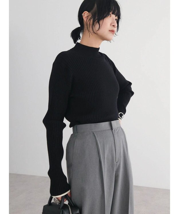 Green Parks ・ＥＬＥＮＣＡＲＥ　ＤＵＥ　ハイショクリブハイネックニット Black