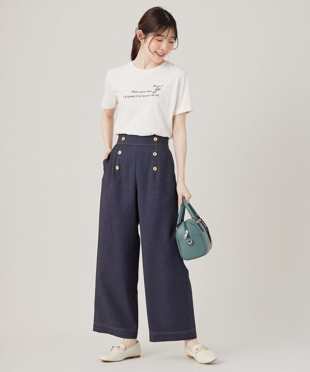 ANY SIS L 【洗える】マリンディテールシャンブレー パンツ シャンブレー