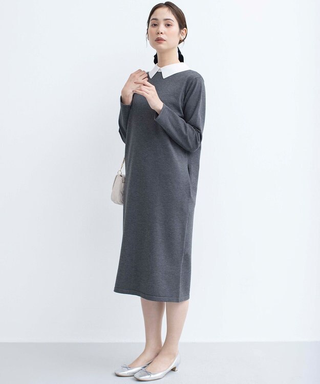 組曲 【新色追加！】Elena襟付き ニットワンピース グレー系8